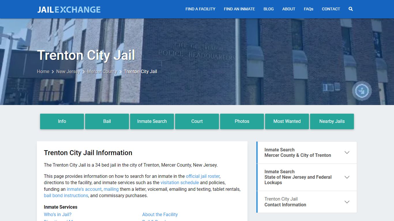 Trenton City Jail, NJ Inmate Search, Information - Jail Exchange